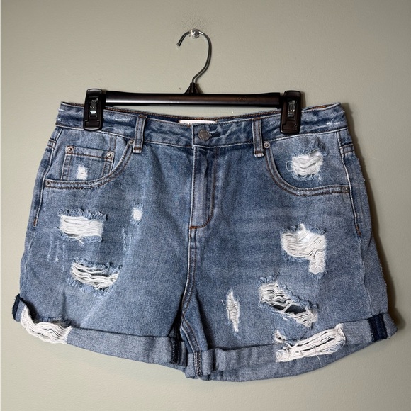 Blank Paige Women’s Denim Shorts Size Large Distressed with Cuff - Picture 1 of 6